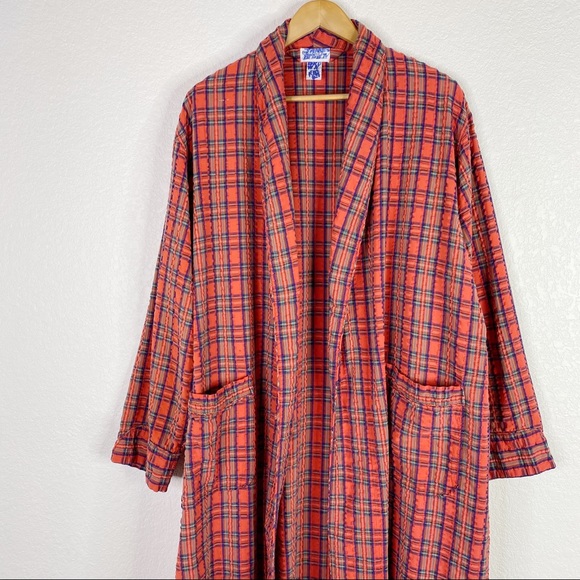 Vintage Christian Dior Red Green and Blue Plaid Robe - Picture 2 of 10